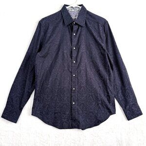 Robert Graham Button Down Shirt Mens S Black Jacquard Floral Classic Fit